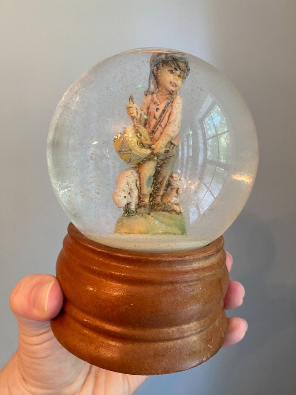 Vintage Fontanini Drummer Boy With Lamb Musical Glitterdome 1989 Roman Inc Made